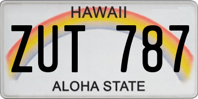 HI license plate ZUT787