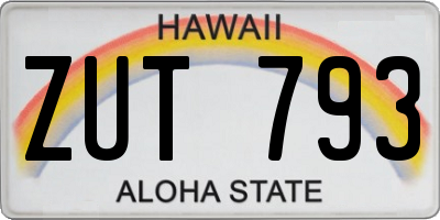 HI license plate ZUT793