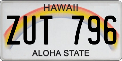 HI license plate ZUT796