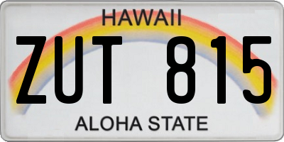 HI license plate ZUT815