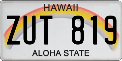HI license plate ZUT819