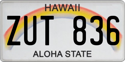 HI license plate ZUT836