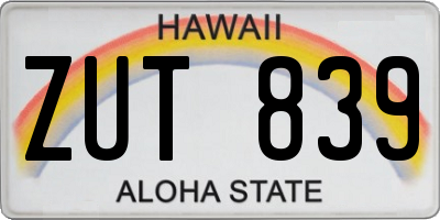 HI license plate ZUT839