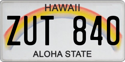 HI license plate ZUT840