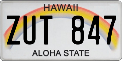 HI license plate ZUT847