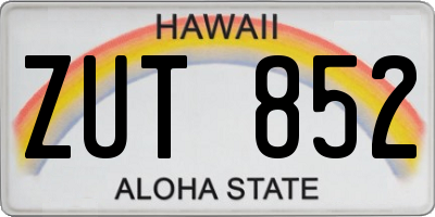 HI license plate ZUT852