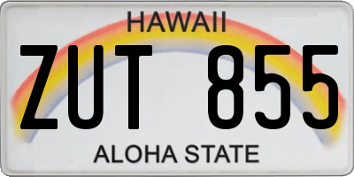 HI license plate ZUT855