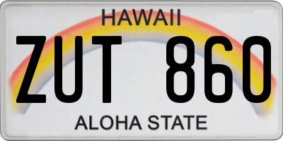 HI license plate ZUT860