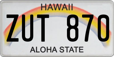 HI license plate ZUT870