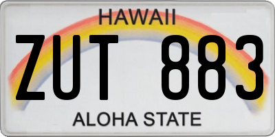HI license plate ZUT883