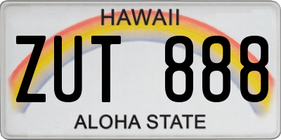 HI license plate ZUT888