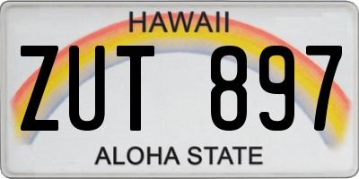 HI license plate ZUT897