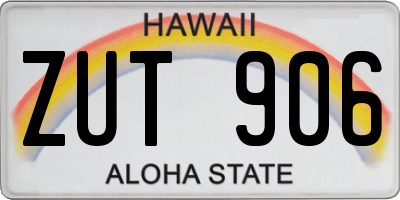 HI license plate ZUT906
