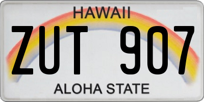 HI license plate ZUT907