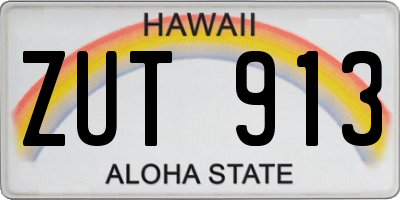 HI license plate ZUT913
