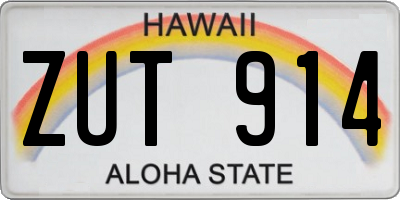 HI license plate ZUT914