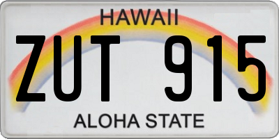 HI license plate ZUT915