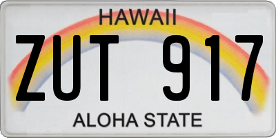 HI license plate ZUT917