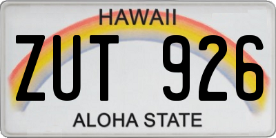 HI license plate ZUT926