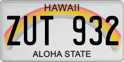 HI license plate ZUT932