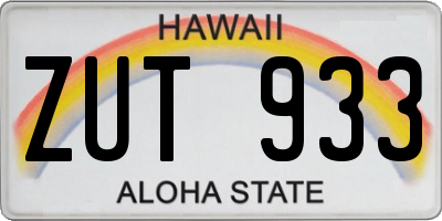 HI license plate ZUT933