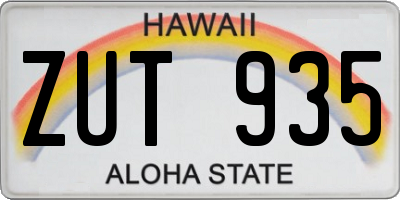 HI license plate ZUT935