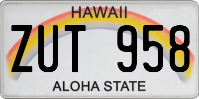 HI license plate ZUT958