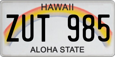 HI license plate ZUT985