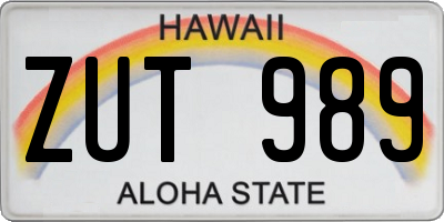 HI license plate ZUT989