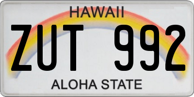 HI license plate ZUT992
