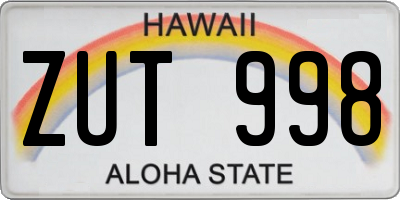HI license plate ZUT998