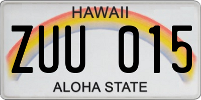 HI license plate ZUU015