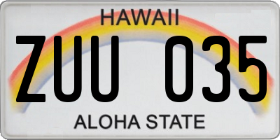 HI license plate ZUU035