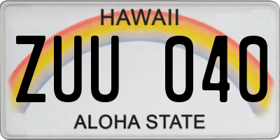 HI license plate ZUU040