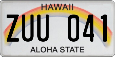 HI license plate ZUU041