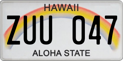 HI license plate ZUU047