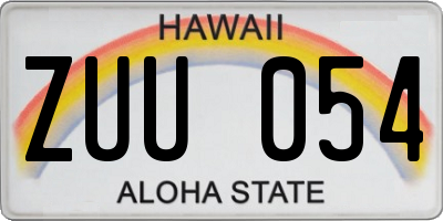 HI license plate ZUU054