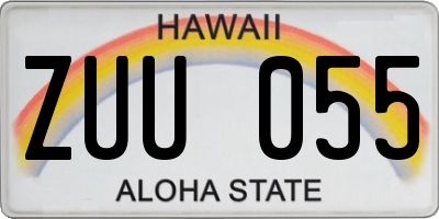 HI license plate ZUU055