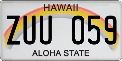 HI license plate ZUU059