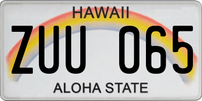 HI license plate ZUU065