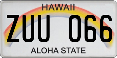 HI license plate ZUU066