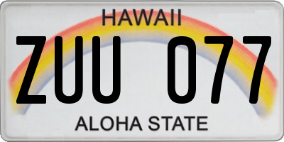 HI license plate ZUU077
