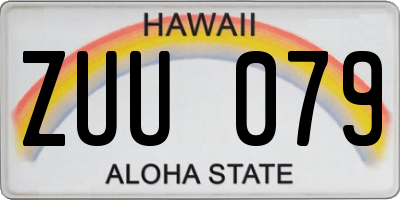 HI license plate ZUU079