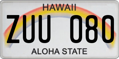 HI license plate ZUU080