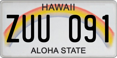 HI license plate ZUU091