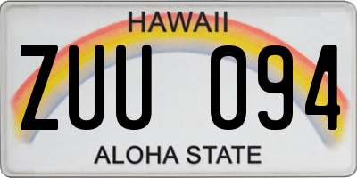 HI license plate ZUU094