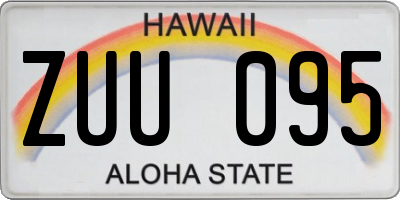 HI license plate ZUU095