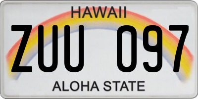 HI license plate ZUU097