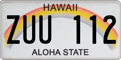 HI license plate ZUU112