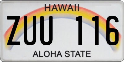 HI license plate ZUU116